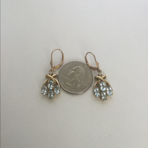 14k Aquamarine Dangle Earrings - Picture 4 of 6